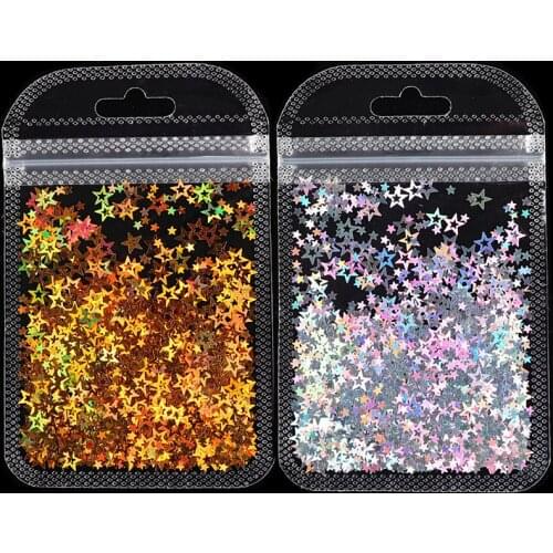 2Pack Gold Star Nail Sticker Sequins Resin Filling Sequin Diy Nail Art Decor Crafts Uv Resin Epoxy Mold Filler Jewelry Making
