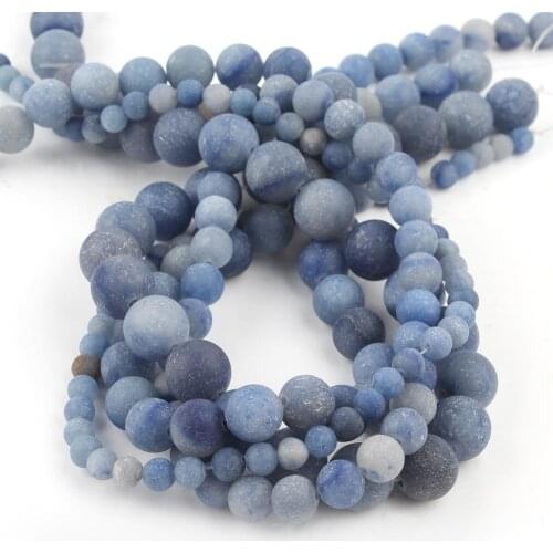 Natural Matte Blue Aventurine Jades Stone Beads Round Loose Spacer Beads For Jewelry Making Diy Bracelet 15"Inches 4/6/8/10/12mm