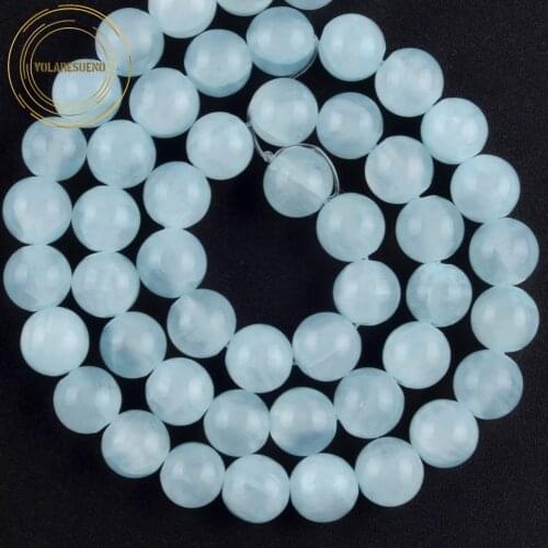 Natural Blue Jades Chalcedony Beads Round Loose Spacer Mineral Stone Beads For Jewelry Making Diy Bracelet Charms 4 6 8 10mm 15