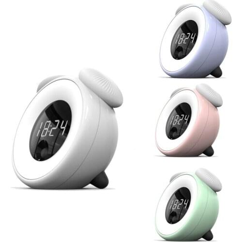 LED Digital Alarm Clock Electronic Small Backlit Intelligent Sensor Children Cute Charging Night Sleep Light