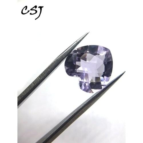CSJ Real Natural Amethyst Quartz Loose Gemstone Heart Cut 14mm 11Ct For Diy Fine Jewelry 925 Silver Gold Mounting Ring