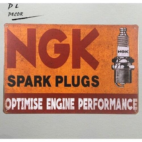Arts & Crafts Vintage Signs Wall Sticker NGK Spark Plugs Vintage Tin Sign Bar Home Decor Large :12X 8 Inches