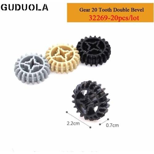 Guduola Parts 32269 Gear 20 Tooth Double Bevel Building Block MOC Model Assembles Particles Educational 20pcs/lot