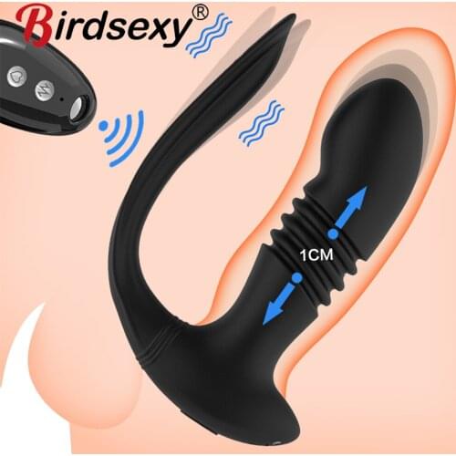 Thrusting Dildo Vibrator Big Butt Plug Anal Vibrator Wireless Remote Control Male Prostate Massager Anus Toys Vibrators for Men