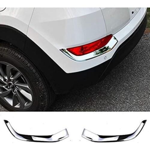 For Hyundai Tucson 2016 2017 2018 Chrome Rear Bumper Reflector Fog Light Lamp Cover Strip Bezel Molding Garnish Lid Car Styling