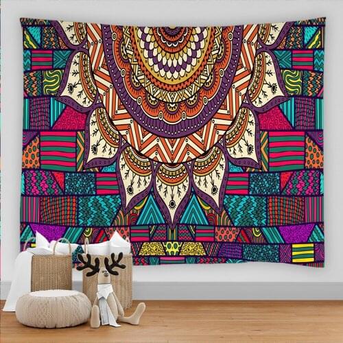 India Boho Tapestry Wall Hanging Mandala Decor Wall Cloth Tapestries Psychedelic Hippie Night Moon Tapestry Bohemian Wall Carpet