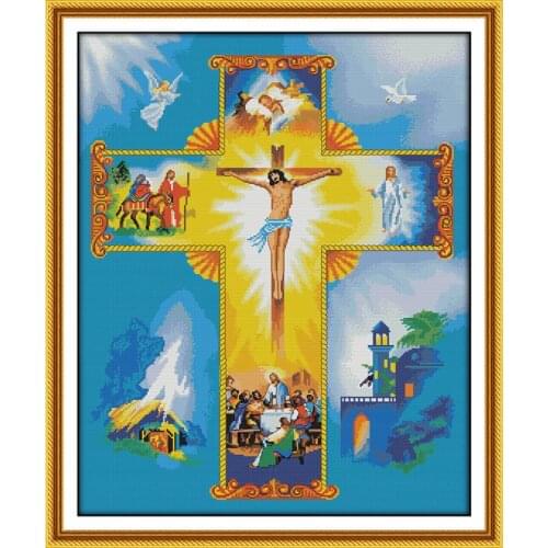 Joy Sunday Jesus Pattern Cross Stitch DMC Printed Canvas Cross Stitch Kits Embroidery Needlework Sets Threads Crafts Home Decor