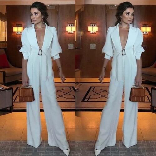 Jumpsuit Women Elegance V Neck Bodysuit Pantsuit High Waist Female Jumpsuit With Belt Overalls for Women Pantsuit 2021