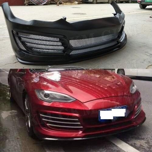 Front Bumper Body Kits for Tesla Model S Sedan 2017 2018 2019 FRP Unpainted Bumper Pre-Facelift Fender Car Accessories