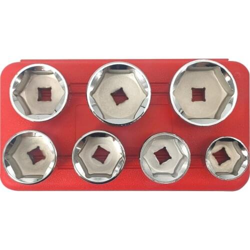 Paper Cartridge Housing Oil Filter Cap Wrench 7-Piece Socket Set Tool Kit 24mm,27mm,29mm,30mm,32mm,36mm,38mm