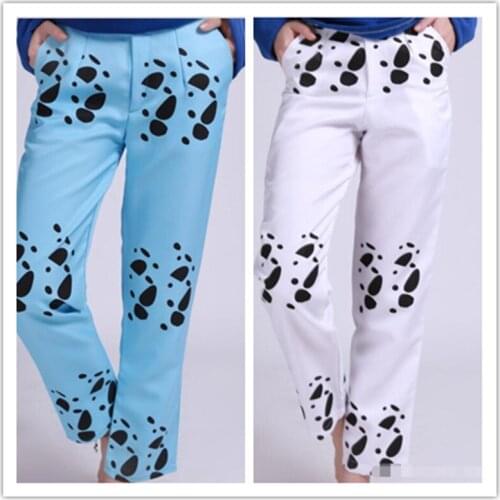 Cosplay Anime ONE PIECE Halloween Party Trafalgar Law Cos Man Woman Daily Pants blue white Pants Cosplay Costume