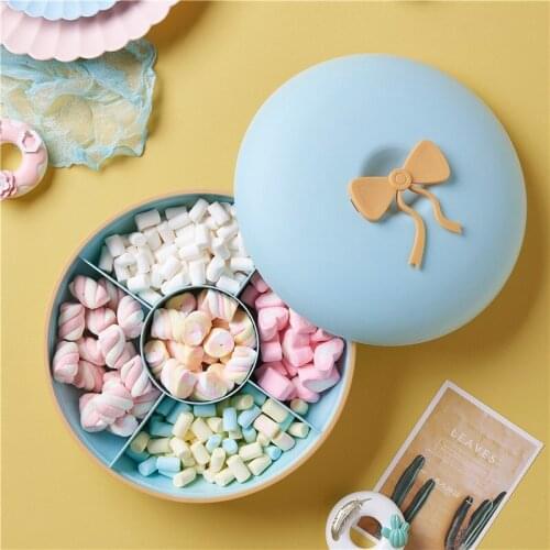 Creative Christmas Donut Shape Candy Snacks Nuts Seeds Dry Fruits Plastic Plate Dishes Bowl Breakfast Tray Home Kitchen Supplies