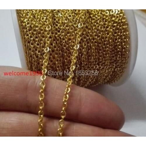 Lot of 10 Meter 2.4mm Wholesale 18k Gold Stainless Steel joint flat Oval Chain Jewelry Finding /Marking Chain For Diy Jewelry