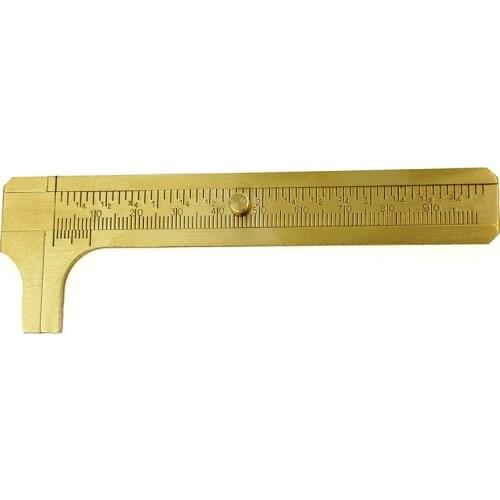 4" 100mm Mini Pocket Brass Caliper Sliding Vernier Copper Ruler Gauge Tool Measurement Tool Meter / Inches