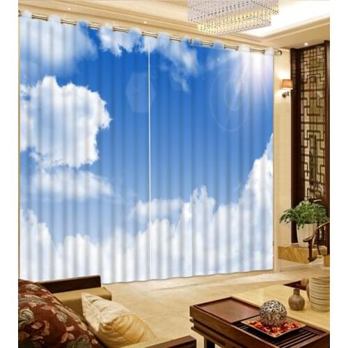 Custom any size 3D Curtain Sky, blue sky, white clouds, sunshine modern living room curtains Blackout Shade Window Curtain