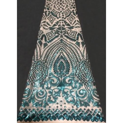 Nigerian laces Fabric 2020 Gold African Green Cord Laces Fabrics With Sequins High Quality Nigerian Lace For Wedding Dress M1058