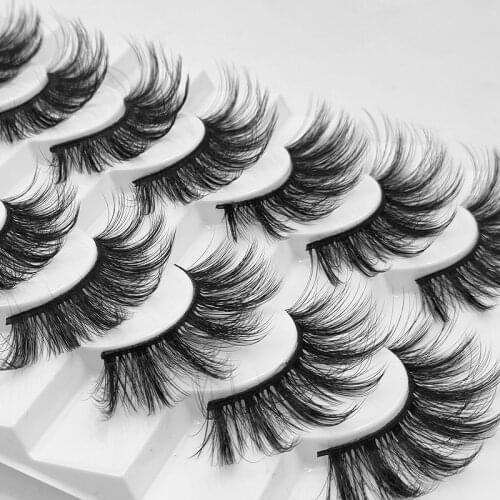 OKAYLASH 5 Pairs Natural False Mink Eyelashes Fluffy Wispie Silk Vegan Lashes Dramatic Volume Cat Eye Cilias