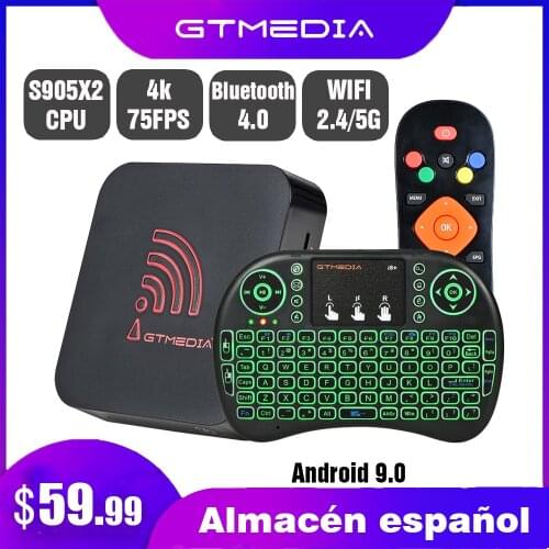 Original GTmedia G5 Smart Android 9.0 TV Box, Amlogic S905X2 4GB+64GB Quad-Core ARM, 2.4G+5G WIFI Bluetooth , 4k HDR Set top box