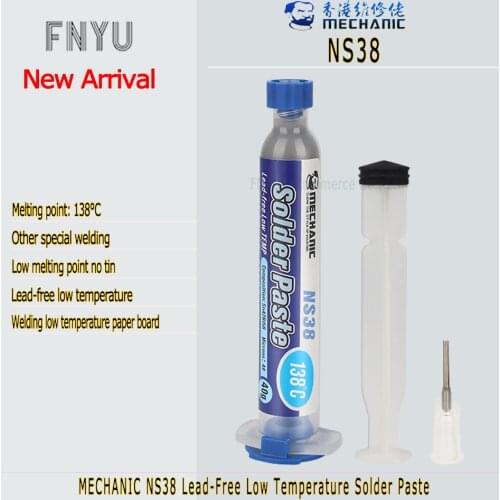 Soldering Paste MECHANIC NS38 138℃ Solder Paste Lead-Free Low Temperature Environmental Protection Patch Melting Point Syringe