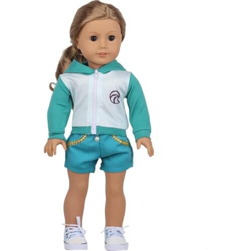 Personalized 2 Pcs/Set Suit Baseball Clothes Pullover Jacket For 18'' Doll & 43 cm New Born Baby Toys Doll Accessories Promotio