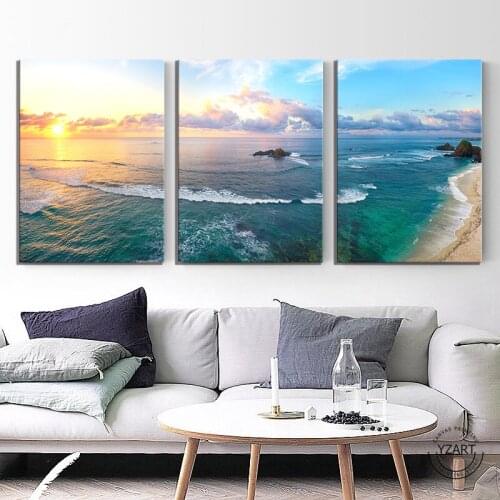 Beach, Sea Sunset Natural Scenery 5d diy diamond painting 3 Pieces diamond embroidery full square round drill mosaic decor N665