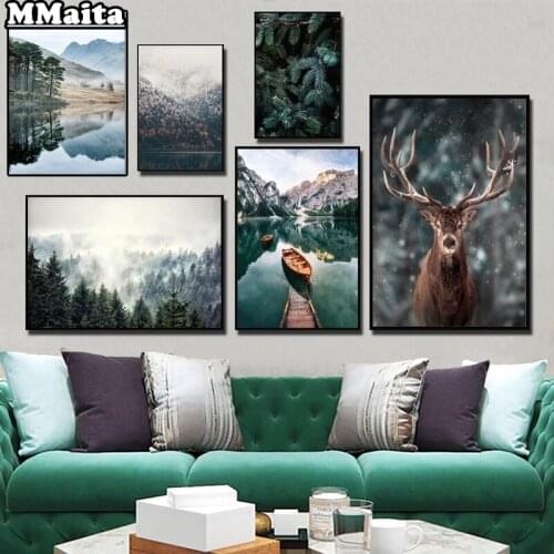 Full square/round diamond painting cross stitch 5D Nordic snow forest deer art diamond painting DIY embroidery decor GG5590