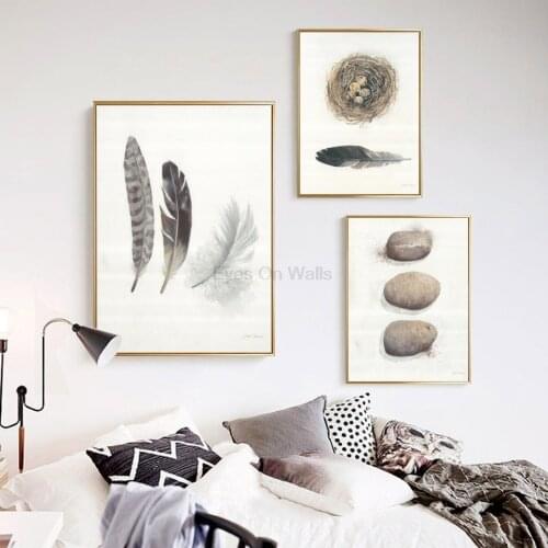 No Frame Feather Poster Scandinavian Stone Canvas Painting For Living Room Birds Nest Wall Picture Art Print Modern Home Decor