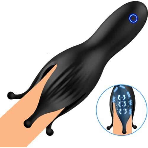 Penis Stimulator Delay Stamina Trainer Male Masturbator Vibrator Oral Climax Glan Massager Male Aircraft Cup Sex Toys For Men
