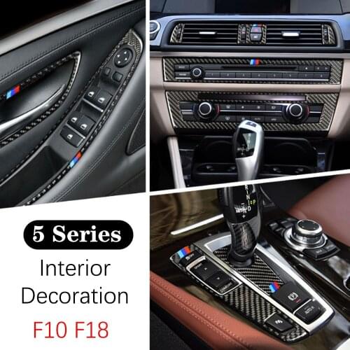Carbon Fiber Car Inner Gearshift Air Conditioning CD Panel Door Armrest Cover Trim Stickers Accessories for BMW 5 Series F10 F18