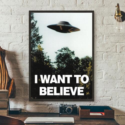 I Want To Believe Vintage Poster Alien Ufo Believe Canvas Painting Wall Art Decoration for Living Room