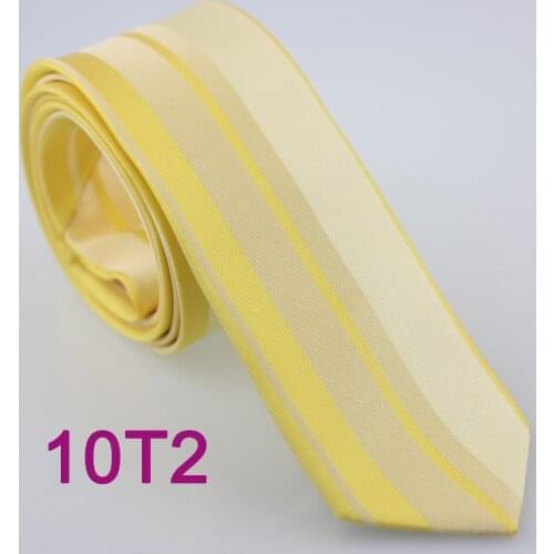 YIBEI Coachella Ties Skinny Light Yellow Gold Tie Unsymmetry Stripes Slim Neck Tie Narrow Mens Necktie Wedding Fashion Gravata