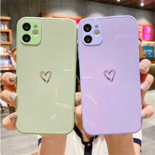 Moskado Cute Love Heart Candy Color Lens Protected Phone Case For iPhone 11 12 Pro Max X XR XS 7 8 Plus SE 2020 Soft TPU Back