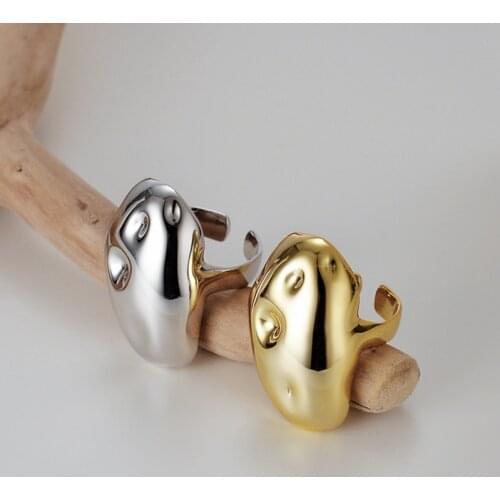 Amaiyllis S925 Sterling Silver Irregular Bump Ring Simple Exaggerated Niche Opening Index Finger Ring For Female Jewelry