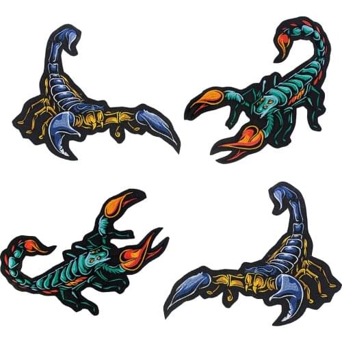 Scorpion Biker Patch Embroidered Iron on Patches Fabric Applique for Jacket Clothes Badge DIY Apparel 1pair TH1939