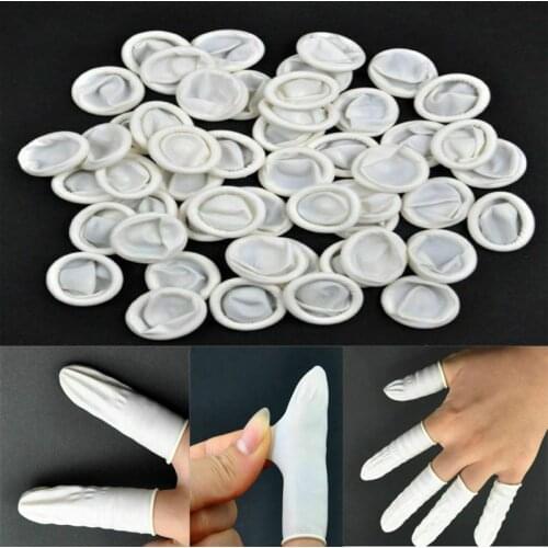 100Pcs Natural Rubber Disposable Latex Finger Cots Sets Fingertips Protector Gloves White anti static Finger sleeve