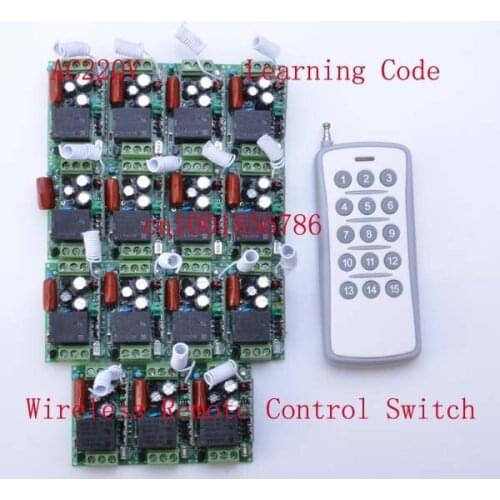 15CH Learning code Wireless Remote Control Switch System Each CH is Independent 10A Toggle/Momentary LED ON OFF Wireless Switch