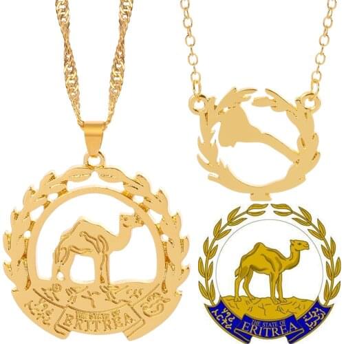 2 styles Eritrea Map Flag Pendant Necklaces for Women/Girl Gold Color African Map of Eritrean Camel logo Choker Jewelry gifts