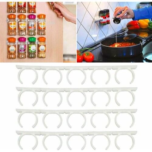 20 Clip Wall Suction Kitchen Spice Rack Organizer Gripper with Adhesive Jar Rack Storage Holder Wall Cabinet Door Kitchen Tools