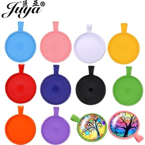 5PCS Colored Cabochon Pendant Bases 25mm Metal Blank Tray Resin Mold Charms For DIY Jewelry Making Necklace Accessories Findings