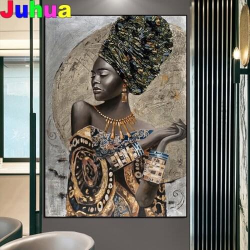 5D Diy Diamond Mosaic African Black Woman Graffiti Art Diamond Painting Full Square Round Diamond Embroidery portrait Girl