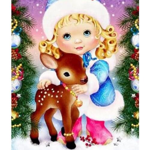 5D DIY Diamond Painting Square/Round Diamond Cartoon Painting Cute Little Girl Picture Cross Stitch Furniture Decoration TX023