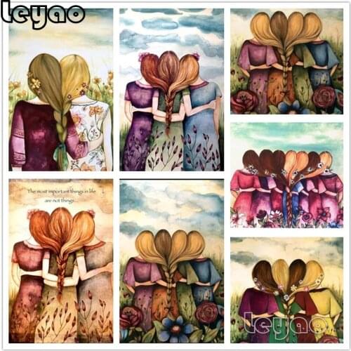 5D DIY Diamond Painting Friendship Sisters Mosaic Diamond Embroidered Cross Stitch Kit Cartoon Pattern Home Decoration Art Gift