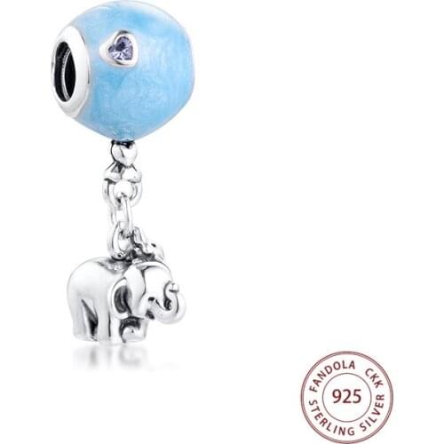 Authentic 925 Sterling Silver Good Luck Elephant Dangle Charms Beads Fits Original Bracelets DIY Jewelry Making berloques