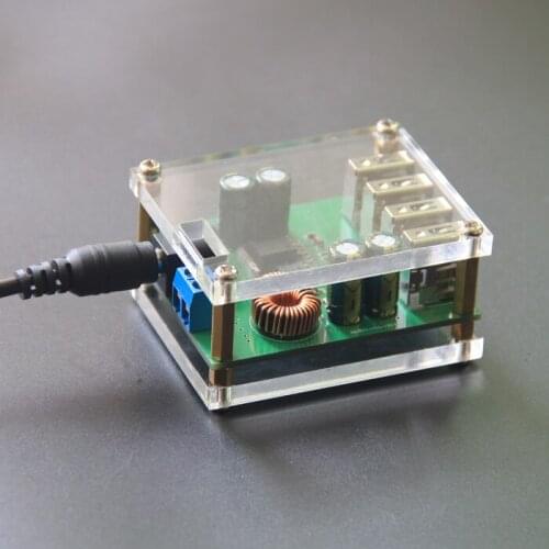 DC-DC Buck module 4 four USB output 9v12v24v36v to 5V / 5A vehicle buck charging power converter With Case