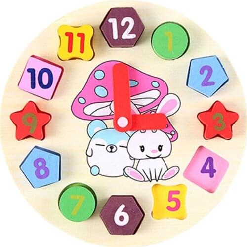 Children Montessori Wooden Clock Toys Beaded Geometry Digital Puzzles Educational Matching Clock Early Preschool Teaching Aids