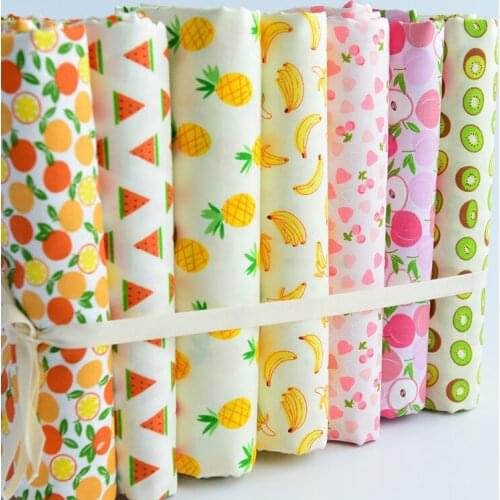 Soft Cotton Twill Fabrics for DIY Children Clothes Quilt Handmade Sewing Patchwork Kiwi Pineapple Banana Printed Fabric by Meter