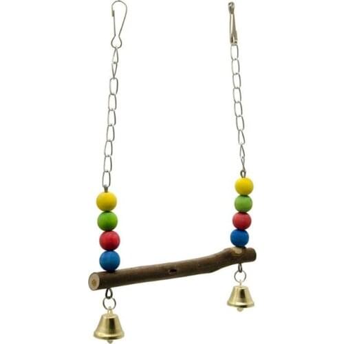 Bird Chicken Stand Swing Natural Wooden Toy for Parrot Munia Macaw Training Perch