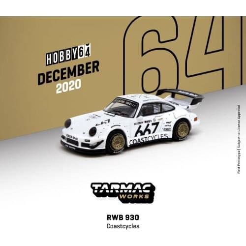 Tarmac works 1:64 RWB 930 Coastcycles Collection Metal Die-cast Simulation Model Cars Toys