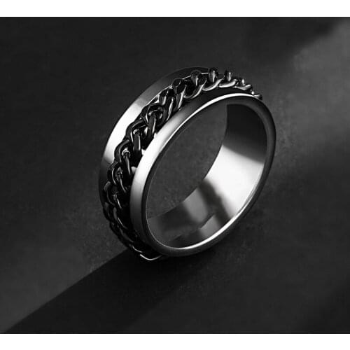 Men Chain Ring High Quality Stainless Steel Titanium Finger Ornament Trend Brand Cool Handsome Boy Gift Affordable Youth Jewelry