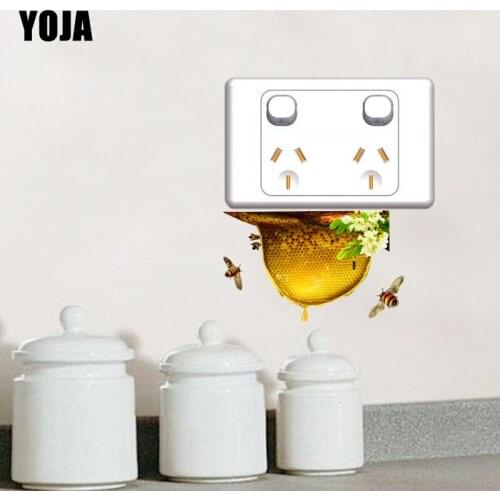 YOJA Sweet Honey And Bees Wall Sticker Art Children Room Light PVC Switch Stickers 12ss0034